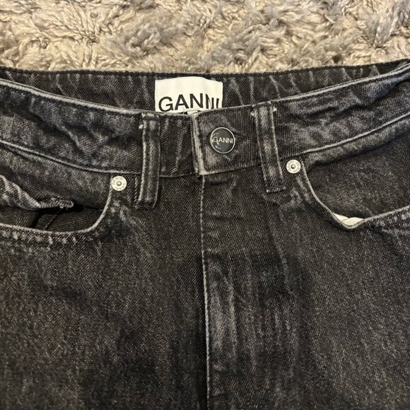 GANNI High Waist Black Straight Leg Jeans - Picture 2 of 5
